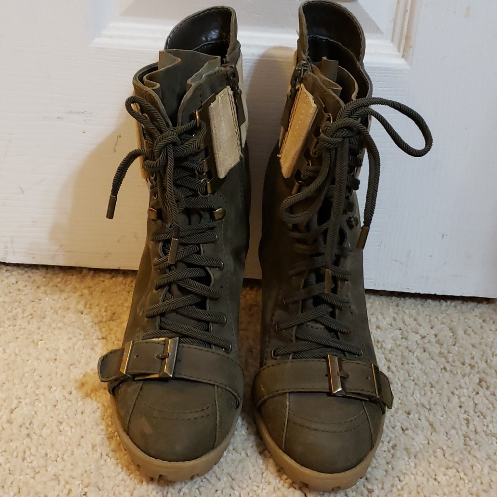 Boutique 9 Army Green Heel Bootie